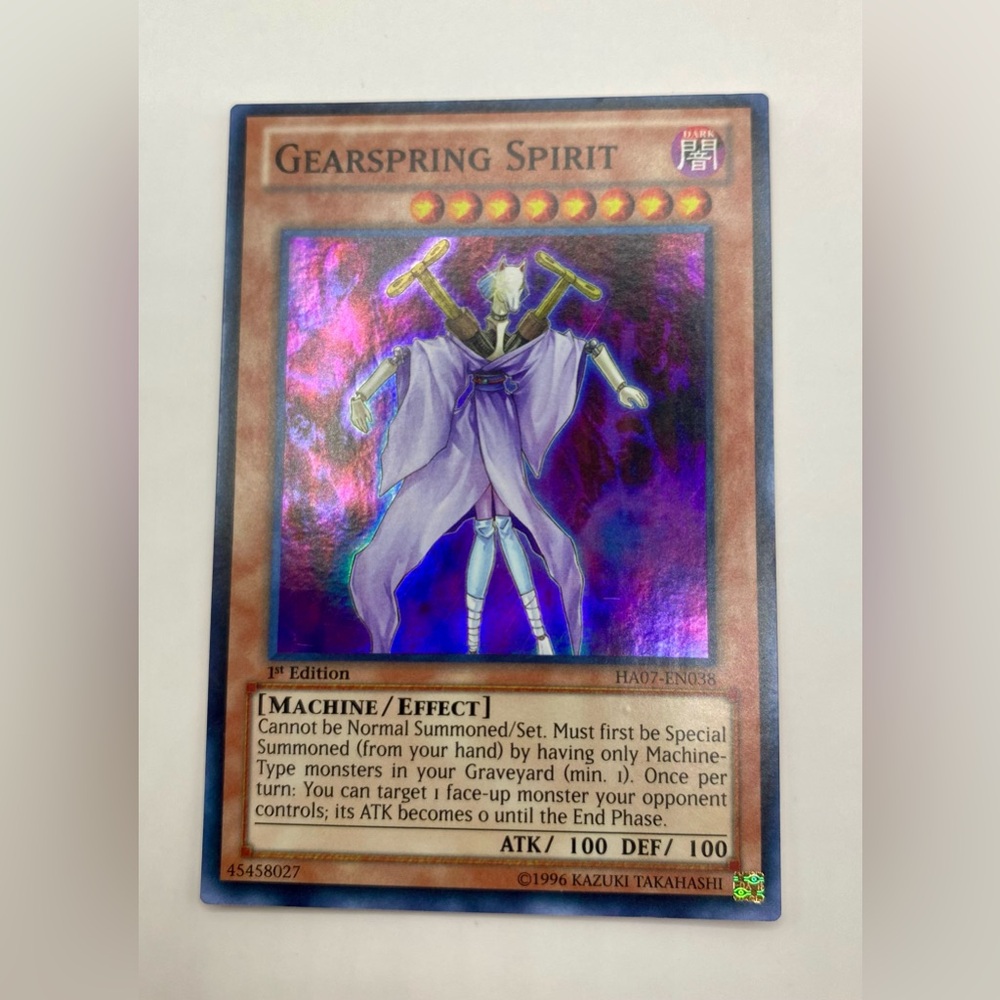 YU-GI-OH! Gearspring Spirit Card; 1st Edition; HA07-EN038; SUPER RARE; New.